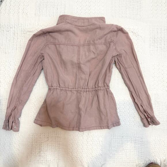 Maurices medium linen eyelet cinch waist utility jacket C2 3018 - Picture 9 of 11